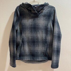 THE NORTH FACE Women's Blue & Gray Plaid Fleece 1/4-Toggle Top/Hoodie- Size M